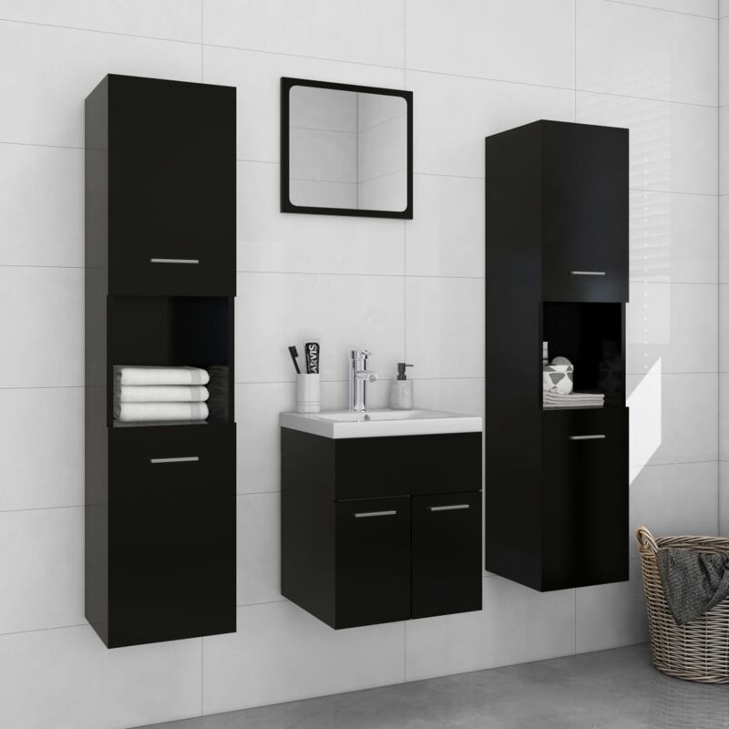 foto del prodotto vidaxl set mobili da bagno nero in truciolato