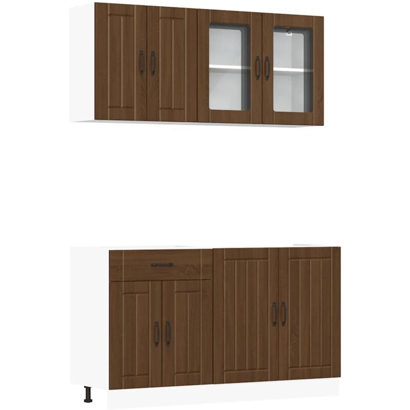 foto del prodotto vidaxl set mobili da cucina 4 pz kalmar rovere marrone in truciolato