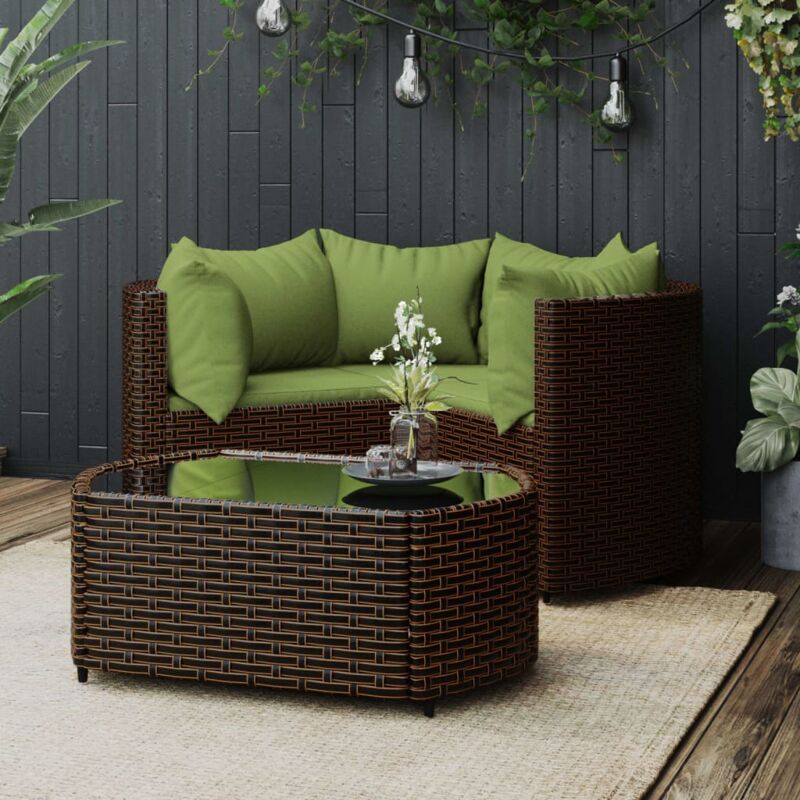 foto del prodotto vidaxl set mobili da giardino 4 pz con cuscini in polyrattan marrone 391669
