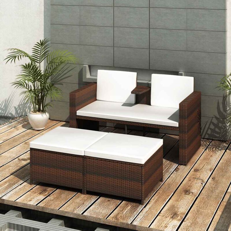 foto del prodotto vidaxl set mobili da giardino 4 pz con cuscini in polyrattan marrone