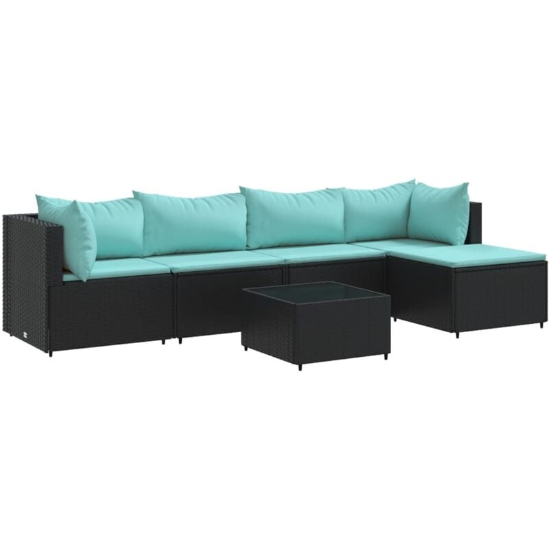 foto del prodotto vidaxl set mobili da giardino 6 pz con cuscini in polyrattan nero