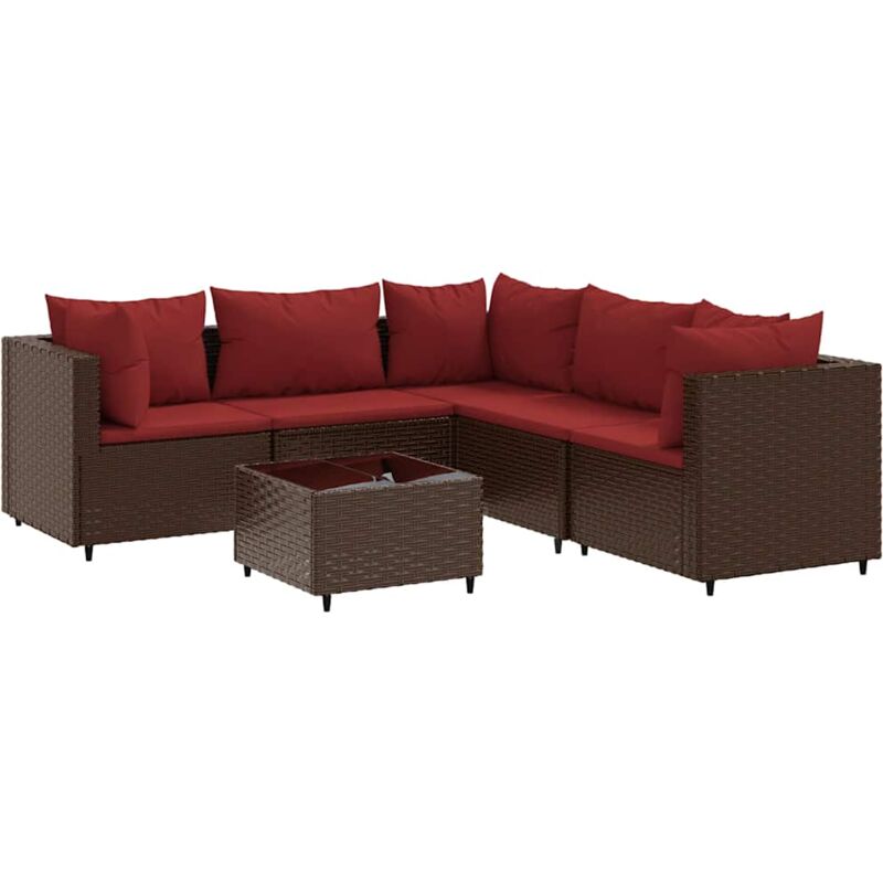 foto del prodotto vidaxl set mobili da giardino 6pz con cuscini in polyrattan marrone
