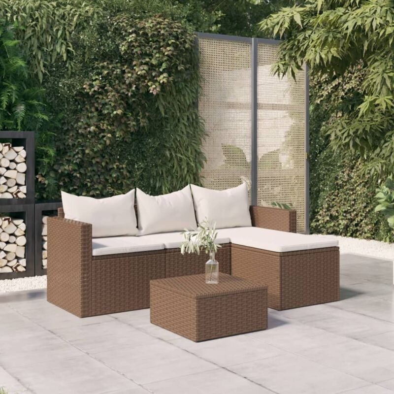 foto del prodotto vidaxl set mobili da giardino marrone in polyrattan