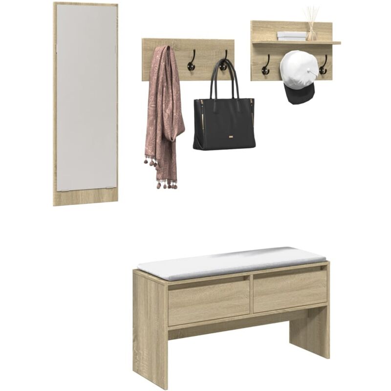 foto del prodotto vidaxl set mobili da ingresso 4 pz rovere sonoma in legno multistrato