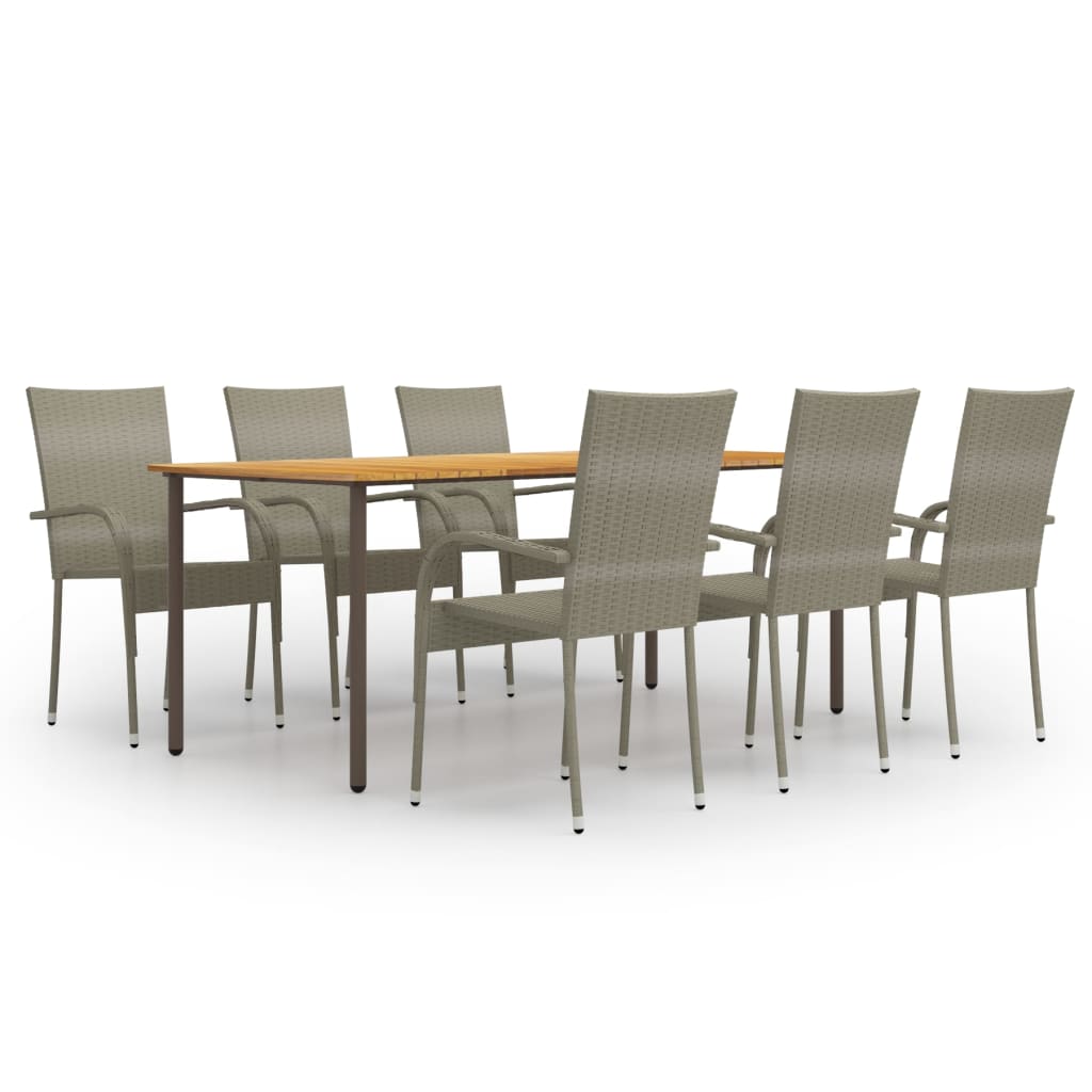 foto del prodotto vidaxl set mobili da pranzo giardino 7 pz in polyrattan grigio