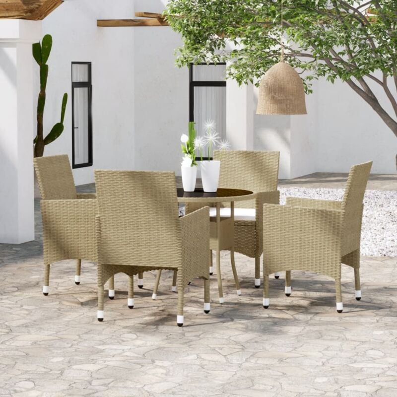 foto del prodotto vidaxl set mobili da pranzo per giardino 5 pz in polyrattan beige