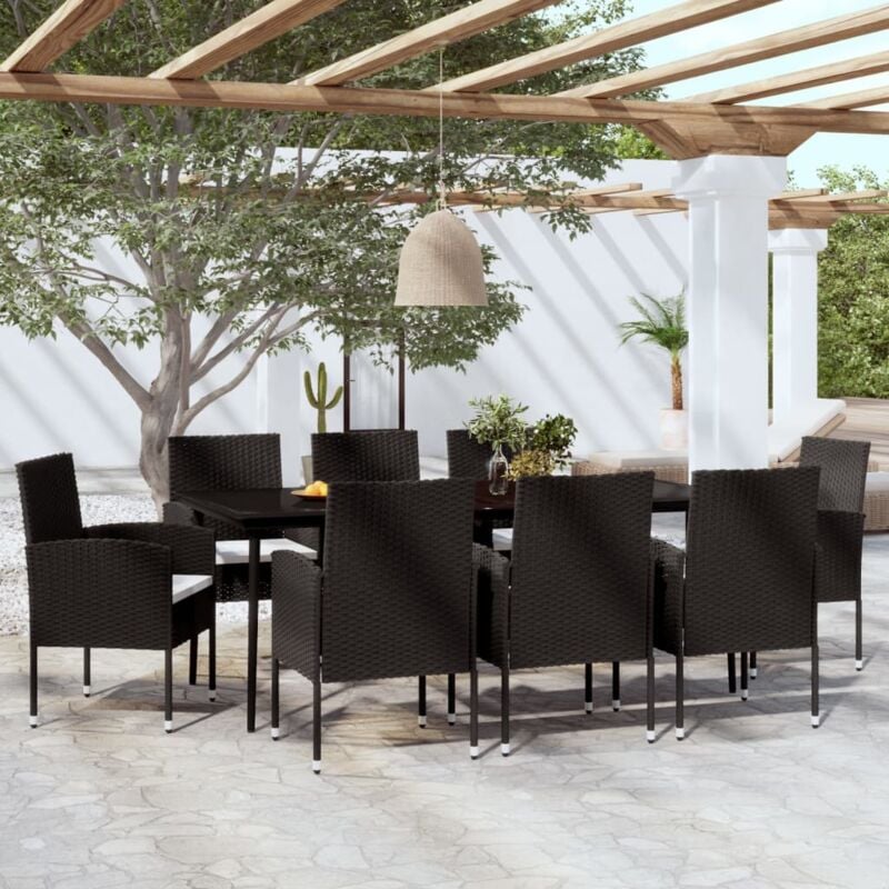 foto del prodotto vidaxl set mobili da pranzo per giardino 9 pz nero