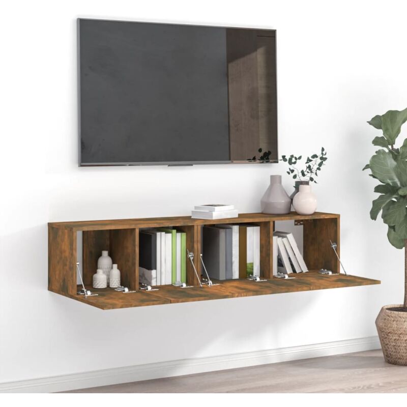 foto del prodotto vidaxl set mobili porta tv 2 pz rovere fumo in legno multistrato