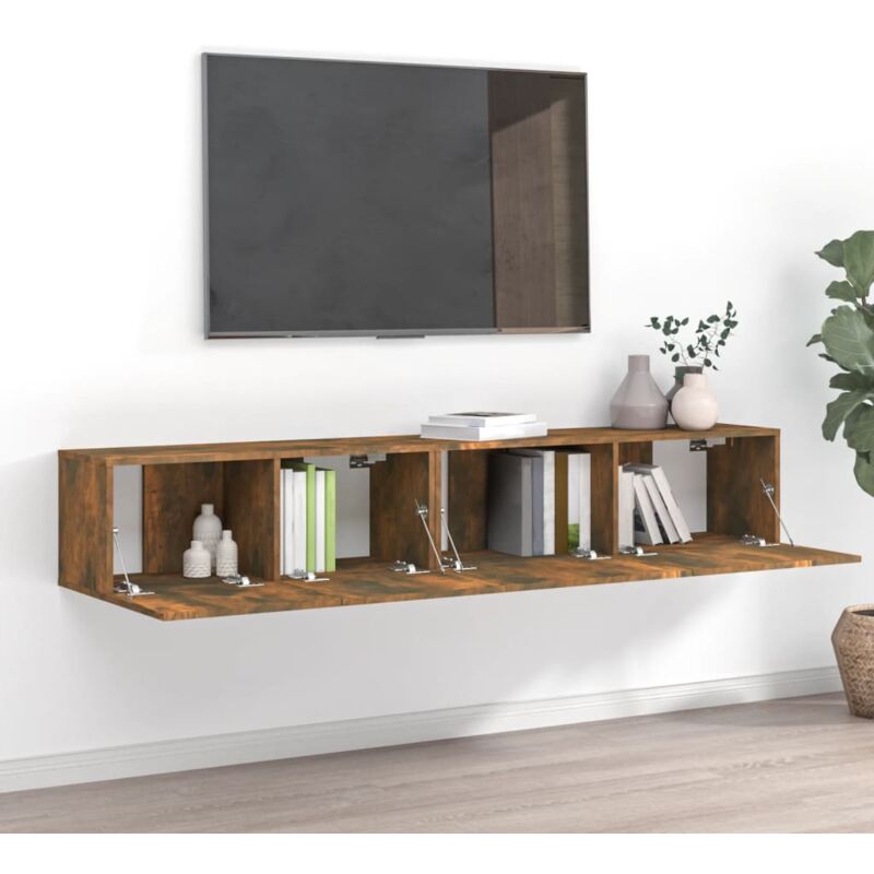 foto del prodotto vidaxl set mobili porta tv 2 pz rovere fumo in legno multistrato