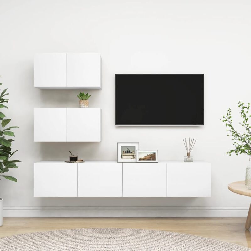 foto del prodotto vidaxl set mobili porta tv 4 pz bianco in legno multistrato 128131