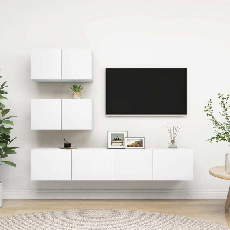 foto del prodotto vidaxl set mobili porta tv 4 pz bianco in legno multistrato