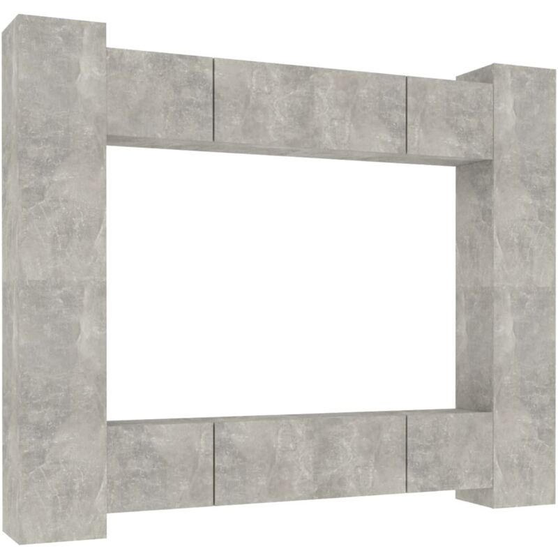 foto del prodotto vidaxl set mobili porta tv 8pz grigio cemento in legno multistrato
