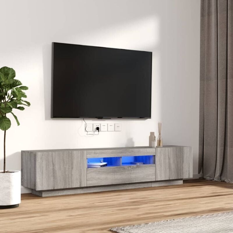 foto del prodotto vidaxl set mobili tv 2 pz con luci led grigio sonoma legno multistrato