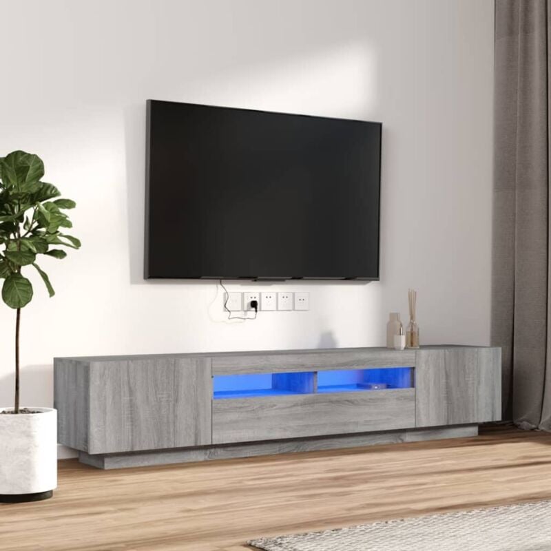 foto del prodotto vidaxl set mobili tv 2 pz con luci led grigio sonoma legno multistrato