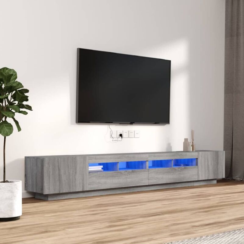 foto del prodotto vidaxl set mobili tv 3 pz con luci led grigio sonoma legno multistrato