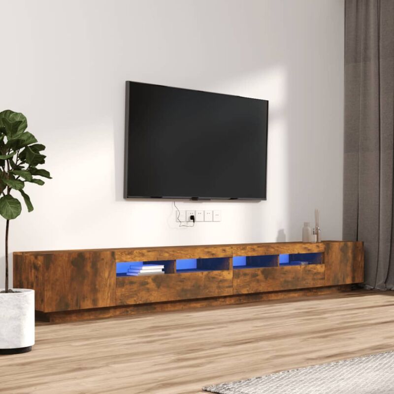 foto del prodotto vidaxl set mobili tv 3pz con luci led rovere fumo in legno multistrato