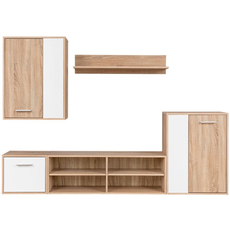 foto del prodotto vidaxl set mobili tv 5 pezzi in bianco e quercia di sonoma in legno ingegnerizzato