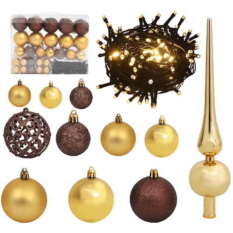 foto del prodotto vidaxl set natale con 61 palline punta e 150 luci led oro e bronzo
