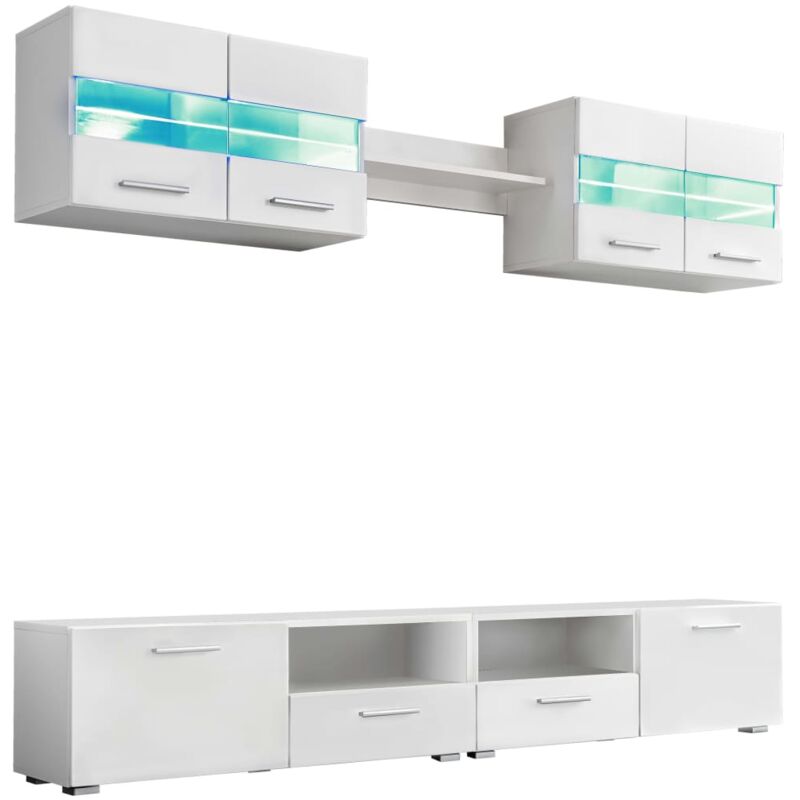 foto del prodotto vidaxl set parete attrezzata porta tv con luci led 5 pz bianco lucido