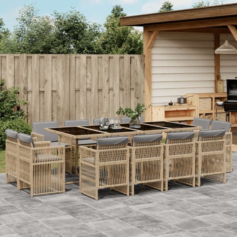 foto del prodotto vidaxl set pranzo da giardino 13 pz con cuscini beige misto polyrattan