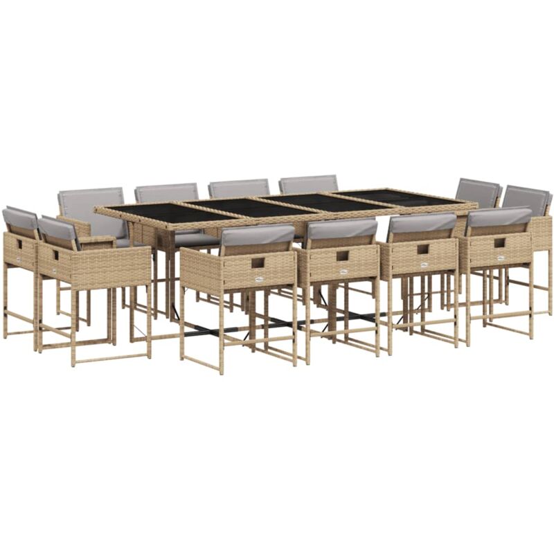 foto del prodotto vidaxl set pranzo da giardino 13 pz con cuscini beige misto polyrattan