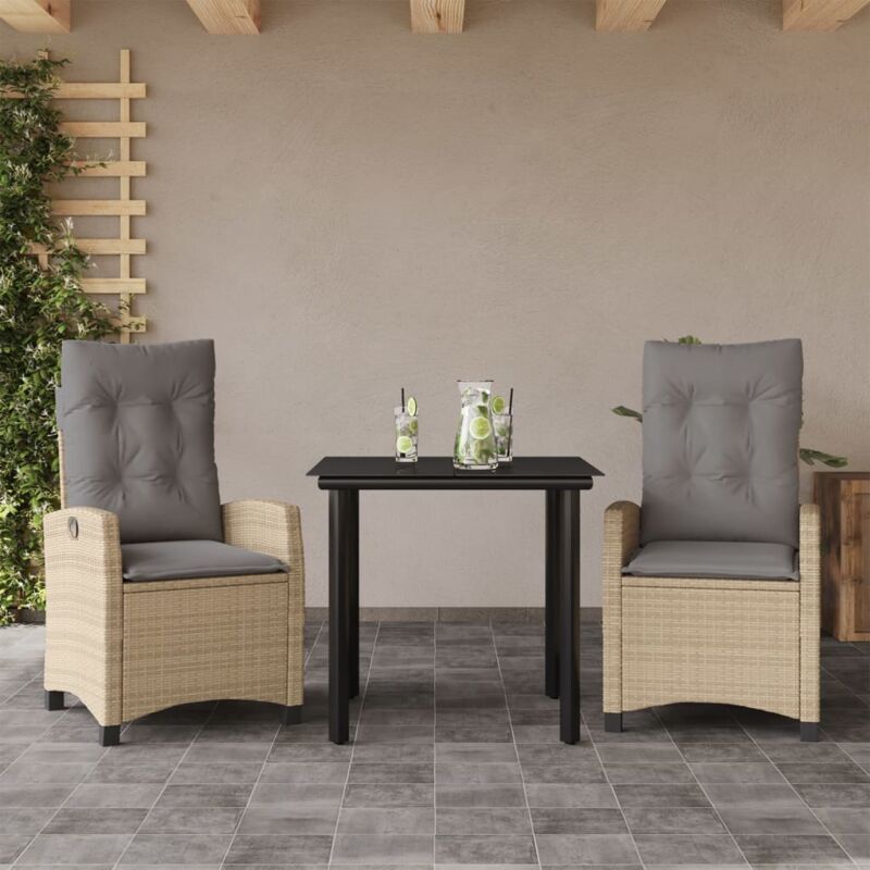 foto del prodotto vidaxl set pranzo da giardino 3 pz con cuscini beige misto polyrattan