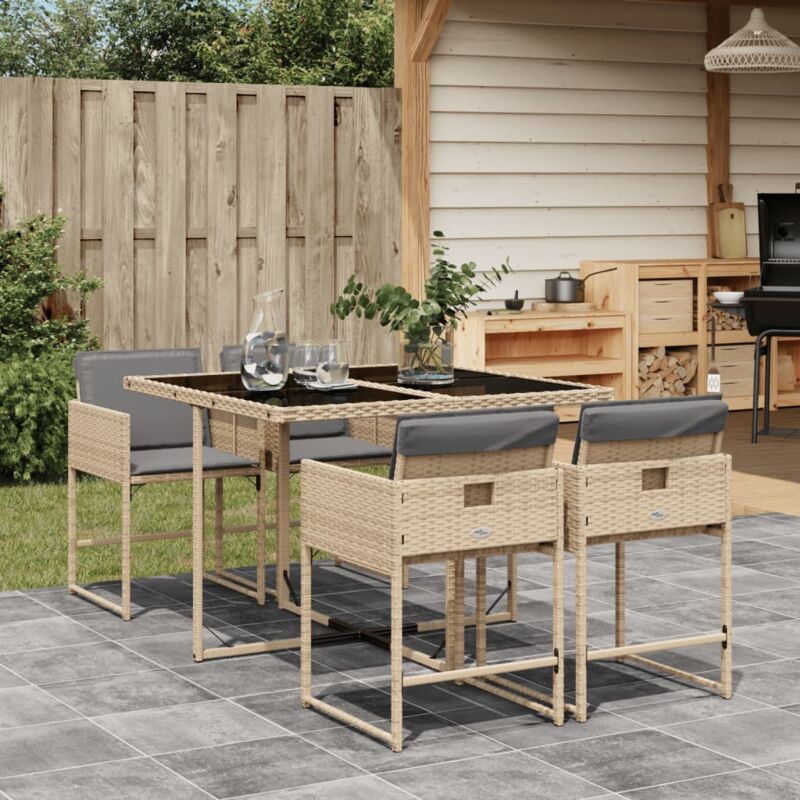 foto del prodotto vidaxl set pranzo da giardino 5 pz con cuscini beige misto polyrattan