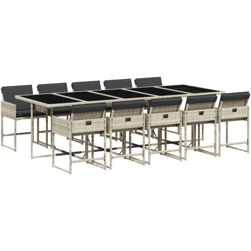 foto del prodotto vidaxl set pranzo giardino 11pz con cuscini grigio chiaro polyrattan