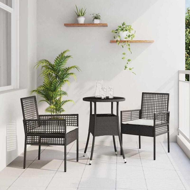 foto del prodotto vidaxl set pranzo giardino 3 pezzi nero polyrattan