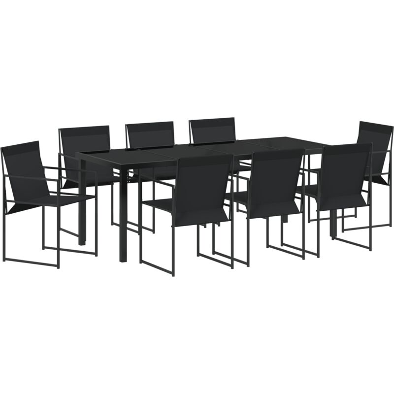 foto del prodotto vidaxl set pranzo giardino 9 pezzi nero textilene e acciaio
