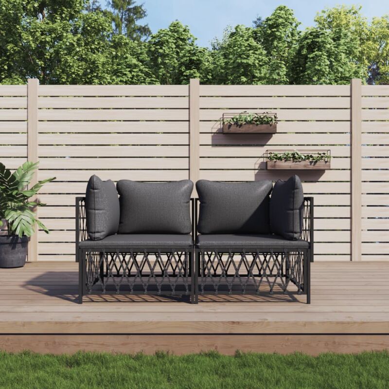 foto del prodotto vidaxl set salotto da giardino 2 pz con cuscini in acciaio antracite