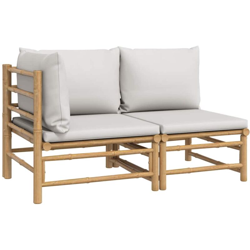 foto del prodotto vidaxl set salotto da giardino 2pz con cuscini grigio chiaro bamb 