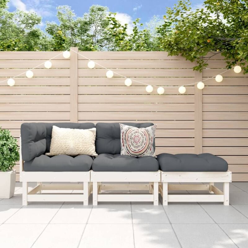 foto del prodotto vidaxl set salotto da giardino 3 pz bianco in legno massello di pino