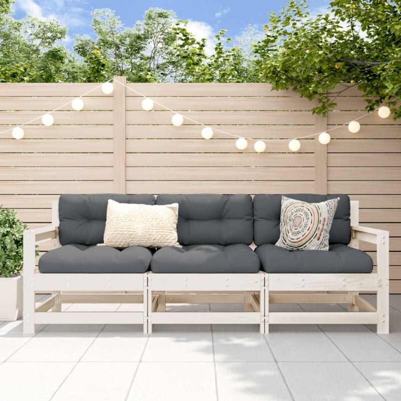 foto del prodotto vidaxl set salotto da giardino 3 pz bianco in legno massello di pino