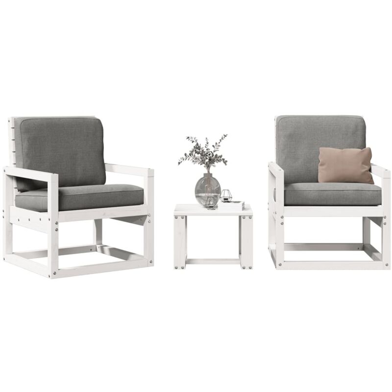 foto del prodotto vidaxl set salotto da giardino 3 pz bianco in legno massello di pino
