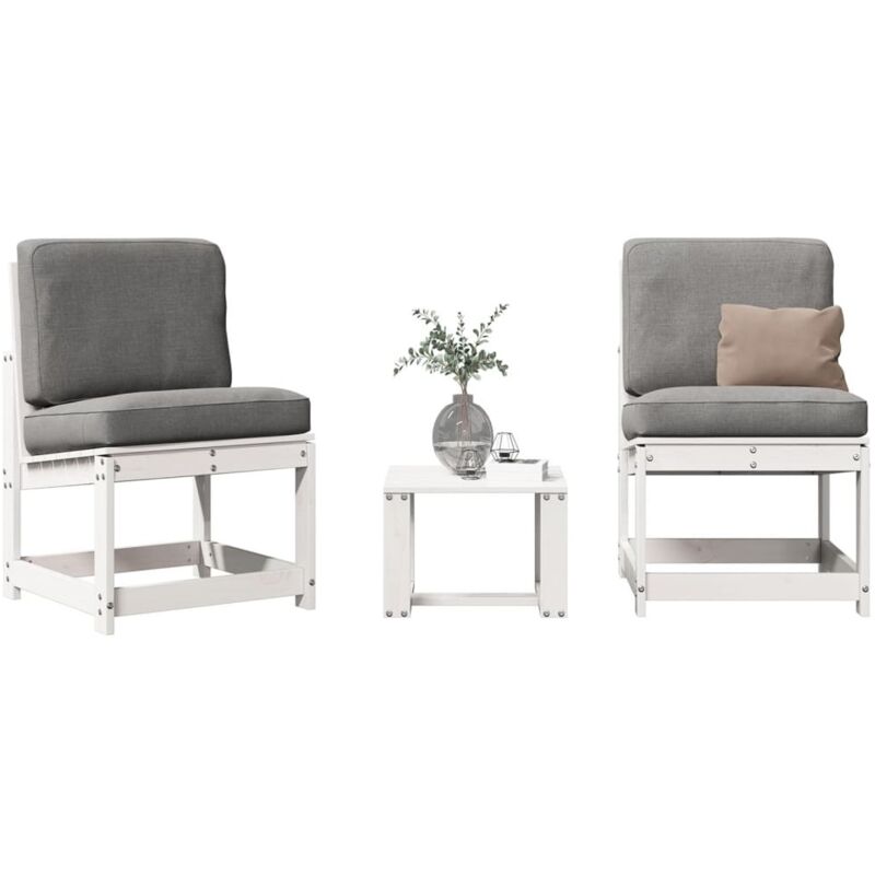 foto del prodotto vidaxl set salotto da giardino 3 pz bianco in legno massello di pino