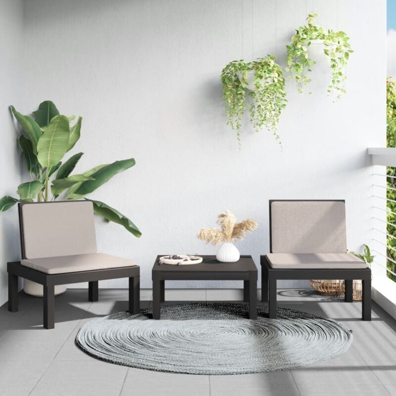 foto del prodotto vidaxl set salotto da giardino 3 pz con cuscini antracite in pp