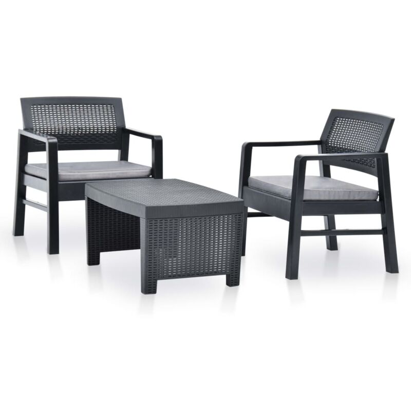 foto del prodotto vidaxl set salotto da giardino 3 pz in plastica antracite