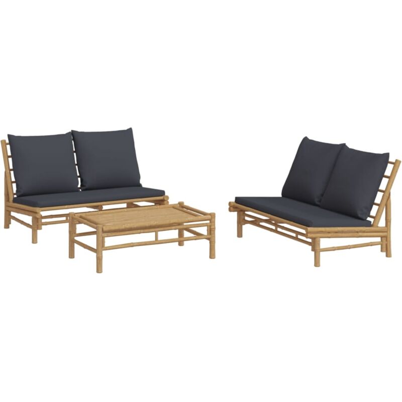 foto del prodotto vidaxl set salotto da giardino 3pz con cuscini grigio scuro bamb 