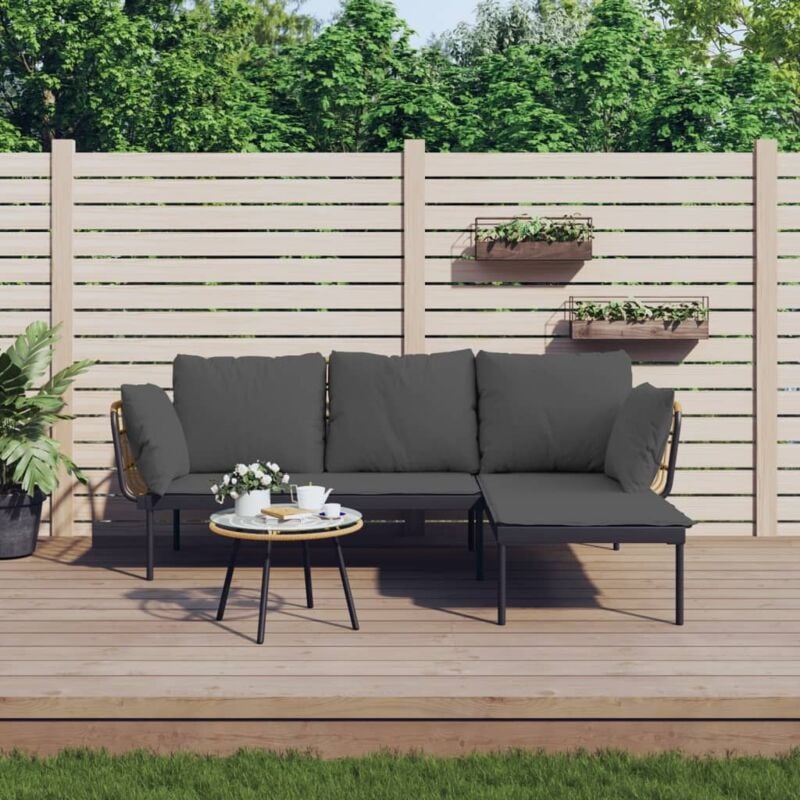 foto del prodotto vidaxl set salotto da giardino 3pz con cuscini grigio scuro polyrattan