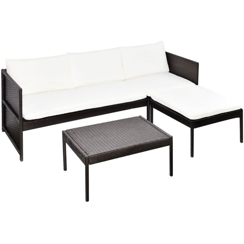 foto del prodotto vidaxl - set salotto da giardino 3pz con cuscini in polyrattan marrone