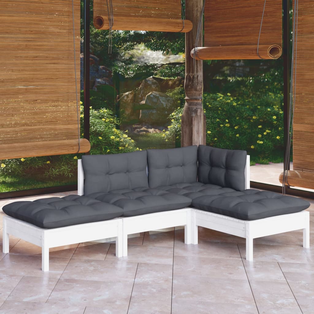 foto del prodotto vidaxl set salotto da giardino 4 pz con cuscini legno massello di pino