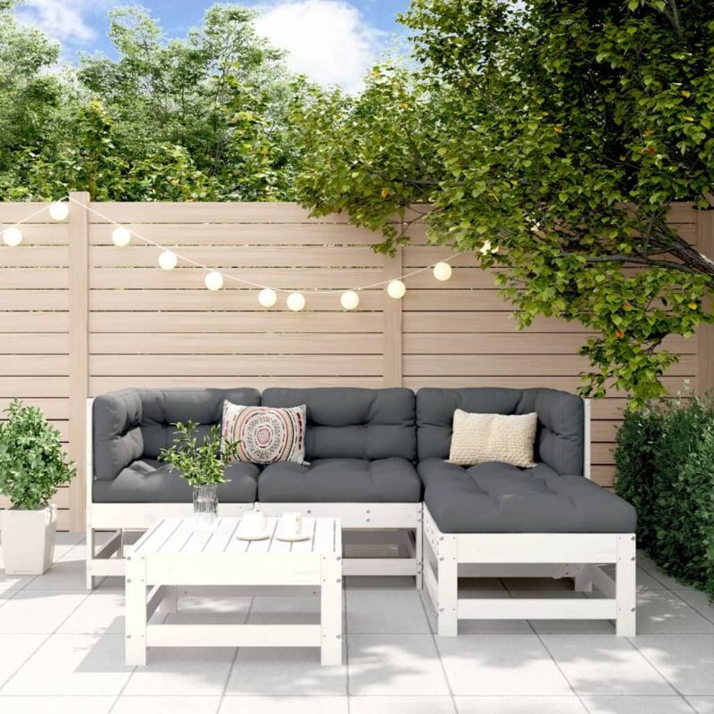foto del prodotto vidaxl set salotto da giardino 5 pz bianco in legno massello di pino