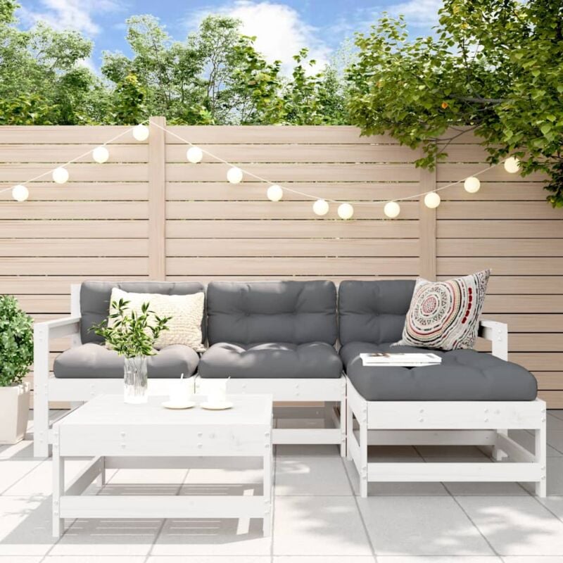 foto del prodotto vidaxl set salotto da giardino 5 pz bianco in legno massello di pino
