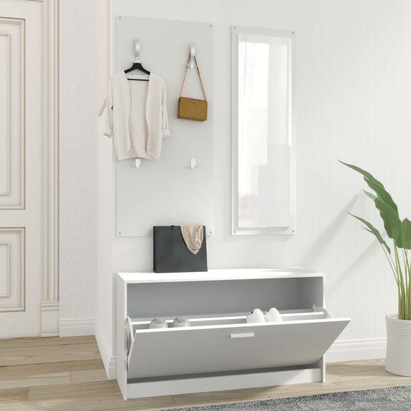 foto del prodotto vidaxl set scarpiere 3 in 1 bianco in legno multistrato