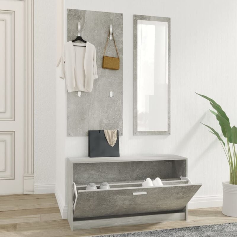 foto del prodotto vidaxl set scarpiere 3 in 1 grigio cemento in legno multistrato