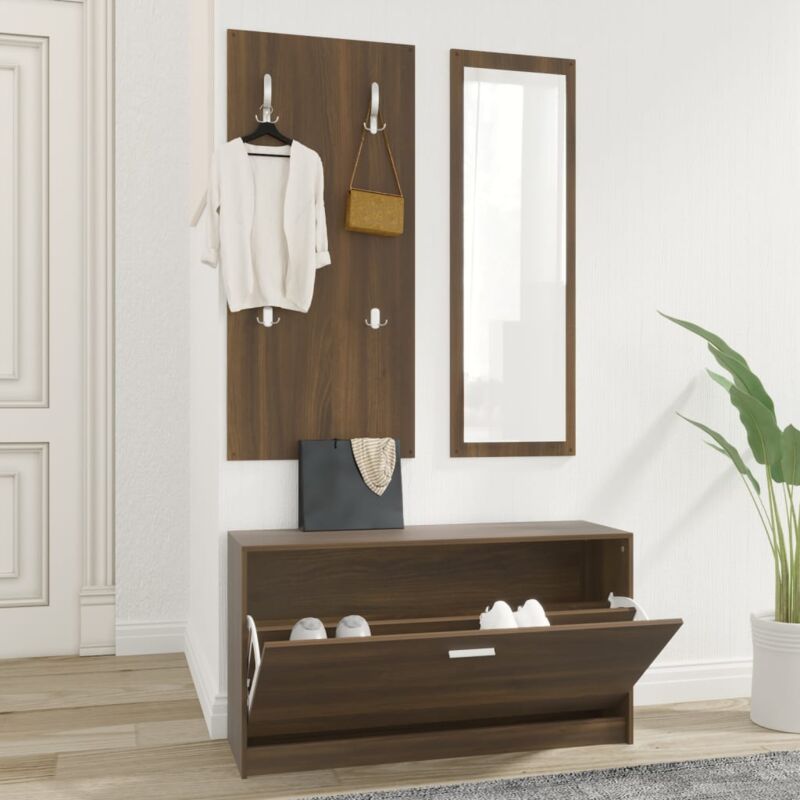 foto del prodotto vidaxl set scarpiere 3 in 1 rovere marrone in legno multistrato
