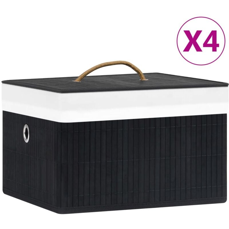 foto del prodotto vidaxl set scatole portaoggetti 4 pz in bamb vari colori colore nero