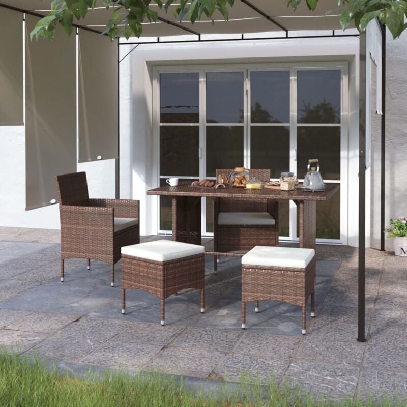 foto del prodotto vidaxl set sedie da giardino e poggiapiedi 4 pz in polyrattan marrone