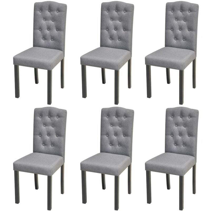 foto del prodotto vidaxl set sedie da pranzo 6 pz 42x51.5x95 cm in tessuto e legno con bottoni moderne vari colori colore grigio chiaro